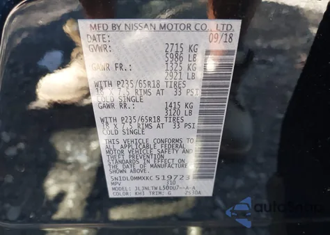 2019 Infiniti Qx60 Luxe z USA, uszkodzony, nr VIN 5N1DL0MMXKC519723